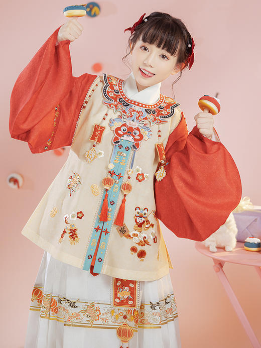 重回汉唐年兽明制汉服女过年冬装正品原创设计比甲保暖直领大襟袄 商品图4