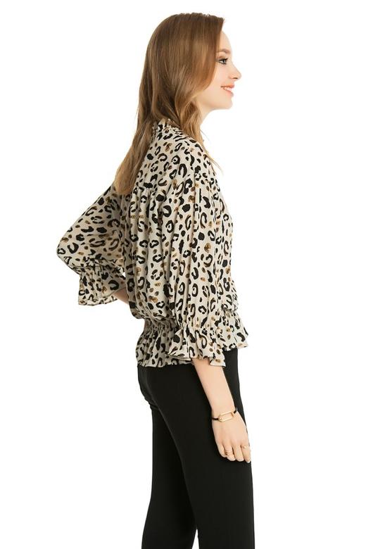 SUMMER & SAGE 豹纹印花收腰上衣 3910 商品图1
