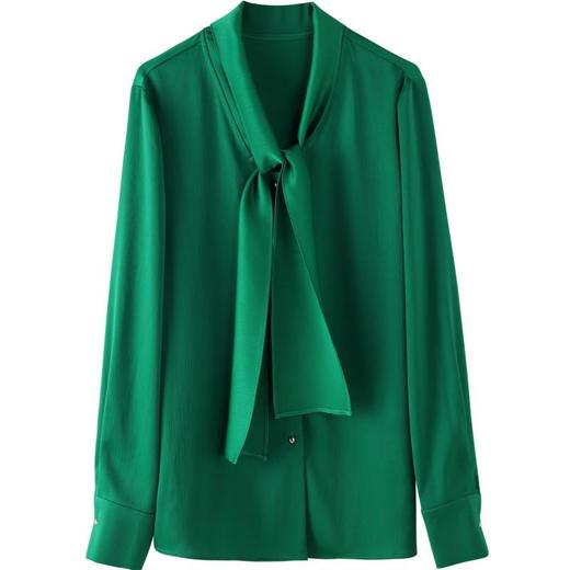 百姿 蝴蝶结衬衫女2023春季新款时尚女装都市通勤OL纯色长袖上衣女 商品图4