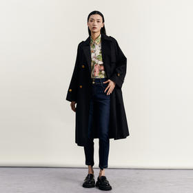 谜底可拆卸两件式风衣外套2023秋季新款气质双排扣翻领233ME1100