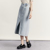 谜底牛仔半身裙2023秋新款复古高腰百搭A型前开叉中长裙233MB0990 商品缩略图1