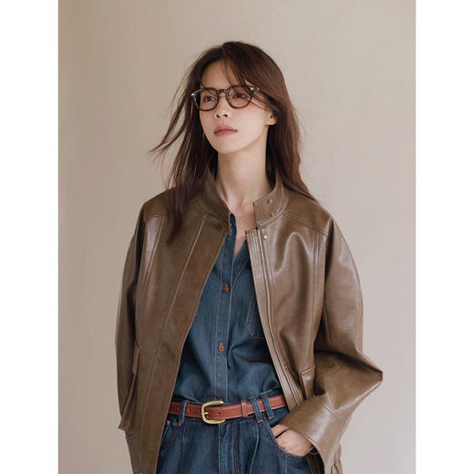 Even Vintage | 哑光复古 甜酷美式宽松短款夹克优雅显瘦皮衣外套 商品图3