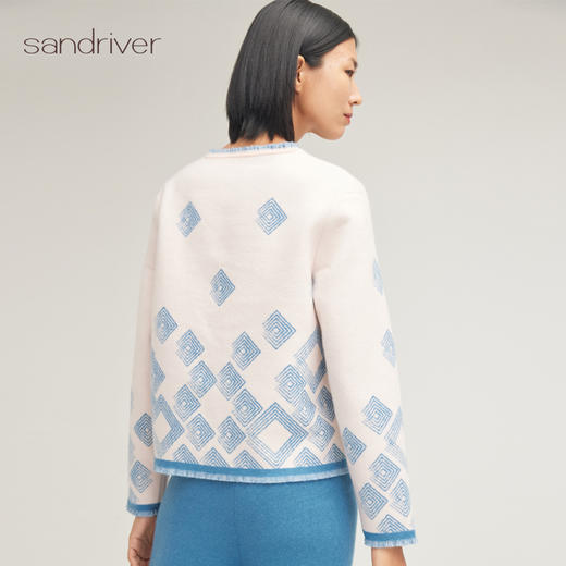 羊绒提花面料小香流苏外套SJF94W248K 商品图2