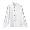 百姿 撞色灯笼袖长袖衬衫女2023秋季新款优雅宽松百搭上衣231244 商品缩略图4