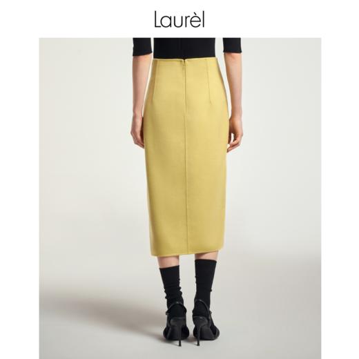 Laurel劳芮23秋冬 金盏黄开衩直身半裙 LWL343Q02900 商品图4