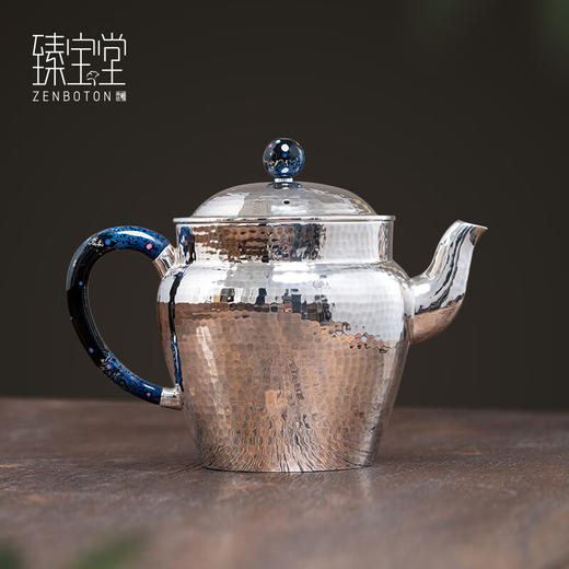 臻宝堂-汲直壶纯银泡茶壶纯手工锤纹(规矩锤纹)200ml（样品） 商品图0