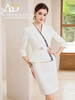 AD接拼职业装裙子女白色连衣裙假两件工作服收腰七分袖工装 商品缩略图2