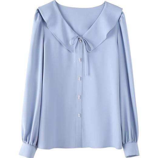 百姿 娃娃领衬衫女2023春季新款韩版气质时尚减龄小衫长袖衬衣 商品图4