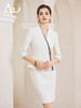 AD接拼职业装裙子女白色连衣裙假两件工作服收腰七分袖工装 商品缩略图1
