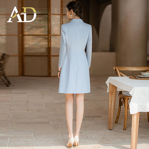 AD主持人西装连衣裙女2023年秋装新款蓝色职业装气质女神范正装裙 商品图4
