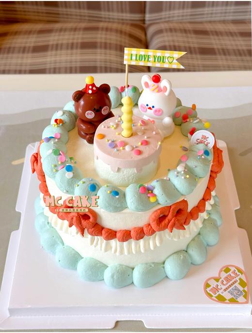 小熊小兔子裱花蛋糕 情侣蛋糕 商品图1