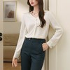 百姿 V领条纹小众雪纺衫2023秋季新款百搭轻奢长袖衬衫女231225 商品缩略图1