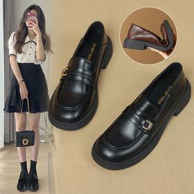 ZHR英伦风乐福鞋豆豆鞋厚底鞋一脚蹬女鞋法式单鞋玛丽珍小皮鞋jk
