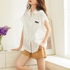 百姿 纯棉拼接短袖衬衫2023春夏新款韩版简约百搭小个子通勤小衫 商品缩略图3