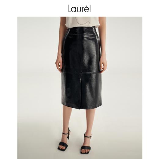 Laurel23劳芮秋冬 经典高腰直筒光感漆皮裙LWL343X01300 商品图0