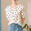 百姿 波点娃娃领短袖衬衫2023夏季新款韩版甜美百搭翻晒女式小衫 商品缩略图2