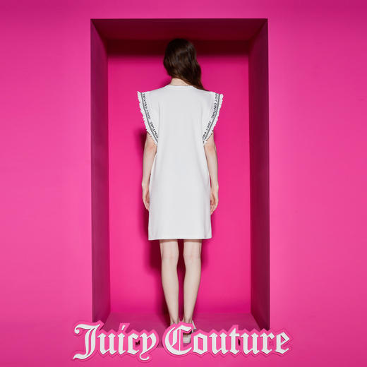 JUICY COUTURE 橘滋【春夏新品】白日梦境logo提花木耳边阔肩连衣裙【均有瑕疵 ，介意慎拍】 商品图2