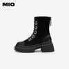 MIO米奥冬季圆头高跟中筒瘦瘦靴金属扣带酷感厚底马丁靴女M235632335 商品缩略图2