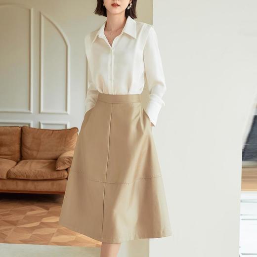 百姿 职业女士衬衫2023春季新款别致上衣气质OL简约百搭长袖衬衣女 商品图2