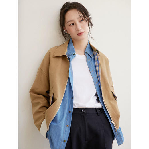 Even Vintage | 校园复古风 原创设计经典百搭撞色格纹夹克外套女 商品图1