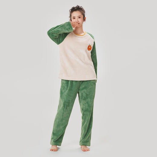 都市丽人眯雅佳女士法兰绒厚款长袖长裤类家居服套装LH32J1 商品图1