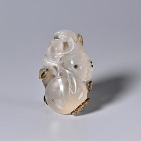 清代冰糖玛瑙俏色“福寿双全”立体圆雕