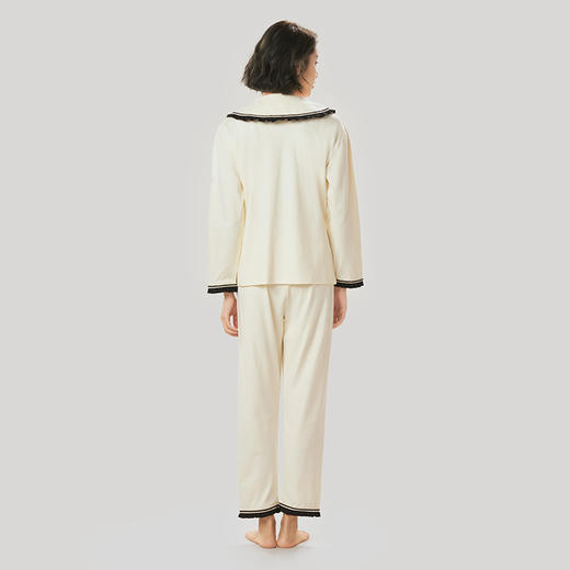都市丽人舒适外出女士睡衣双面无尘棉女士棉质薄款长袖长裤类家居服套装LH31K6 商品图3