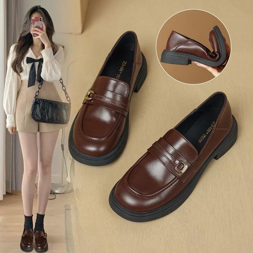 ZHR英伦风乐福鞋豆豆鞋厚底鞋一脚蹬女鞋法式单鞋玛丽珍小皮鞋jk 商品图4