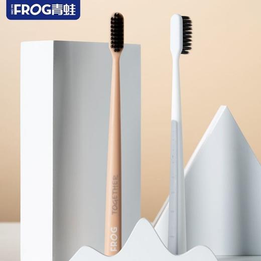 青蛙物语系列670成人牙刷 超细软毛小刷头竹炭护龈家庭装(一卡2支)颜色随机发货 商品图3
