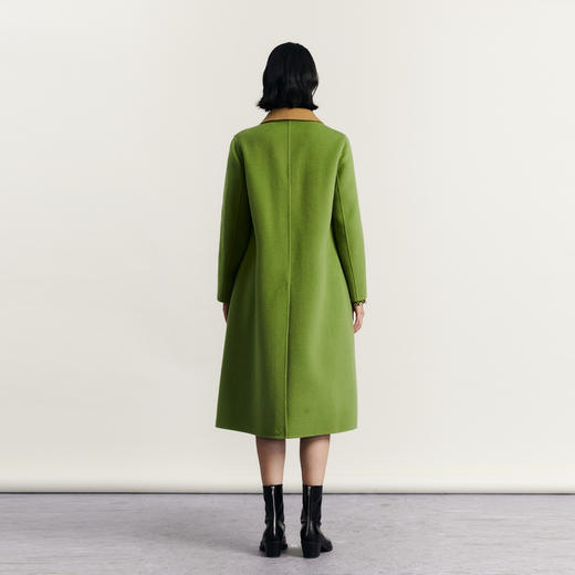 谜底长款大衣女2023秋季新款时尚双面撞色A型羊毛呢外套233MD1015 商品图2