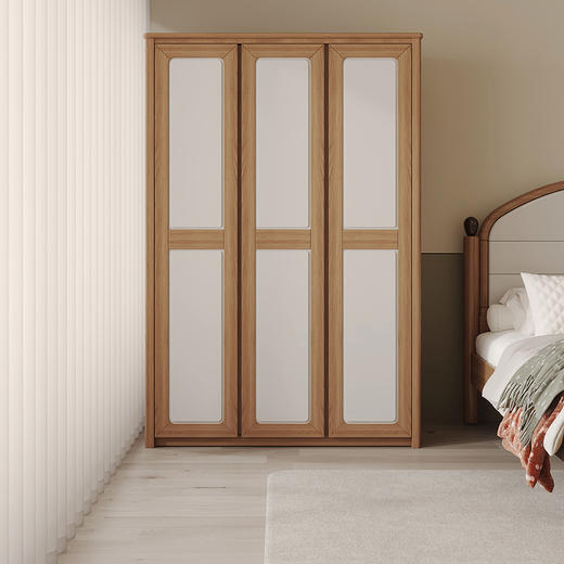 喜梦宝全实木两门三门衣柜现代简约造型卧室家具实体店同款 红檀系列 商品图0