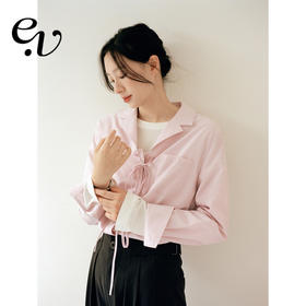 Even Vintage | 神仙面料 原创设计感通勤简约v领系带宽松衬衫女