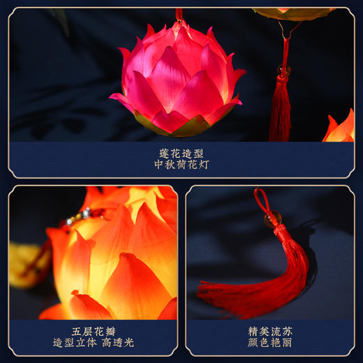 【古风汉服灯笼挂饰！手持莲花荷花灯】节灯笼挂饰古风汉服儿童发光手持莲花荷花灯手提花灯装饰 DIY常备 商品图2