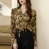 百姿 名媛V领印花长袖衬衫2023秋季新款领带气质长袖上衣女231220 商品缩略图2