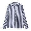 百姿 条纹自留款翻领衬衣2023早秋新款长袖气质OL衬衫女231240 商品缩略图4