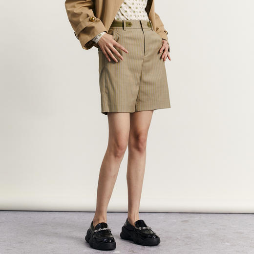 谜底短裤女2023秋季新款复古时尚百搭高腰绅士风直筒裤233MK1056 商品图1