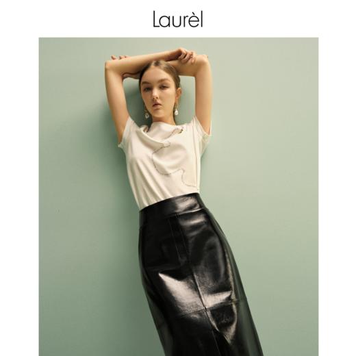 Laurel23劳芮秋冬 经典高腰直筒光感漆皮裙LWL343X01300 商品图1