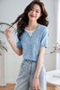 【专属特价】熙世界假两件短袖针织衫女薄款2025春夏新款别致冰丝上衣 商品缩略图6