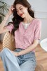 【专属特价】熙世界假两件短袖针织衫女薄款2025春夏新款别致冰丝上衣 商品缩略图0
