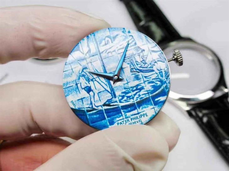 FL厂百达翡丽5089G真微绘珐琅工艺腕表细节图鉴赏-《太加斯河上垂钓》