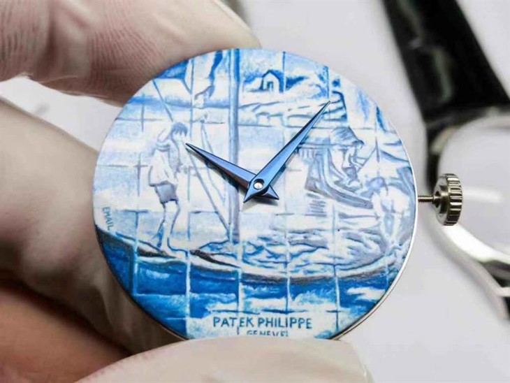 FL厂百达翡丽5089G真微绘珐琅工艺腕表细节图鉴赏-《太加斯河上垂钓》