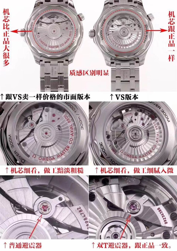 VS厂欧米茄海马300熊猫色对比市场版本怎么样