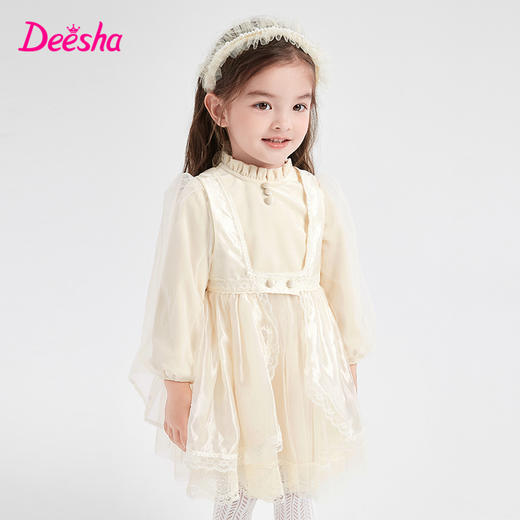 笛莎Deesha 连衣裙2023冬季新款蕾丝花边连衣裙 商品图0