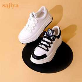 Safiya/索菲娅2023秋冬新品 黑白熊猫透气轻便厚底增高休闲板鞋SF33112457