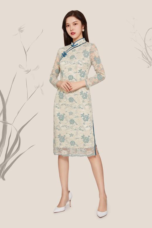 Le Malene 中国风旗袍款薄荷绿连衣裙 9823 商品图0