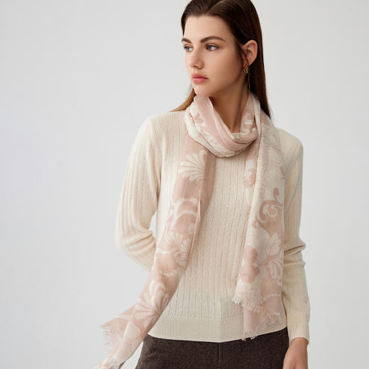 【纯羊毛围巾】23年秋冬新品100%绵羊毛印花百搭丝巾 商品图2