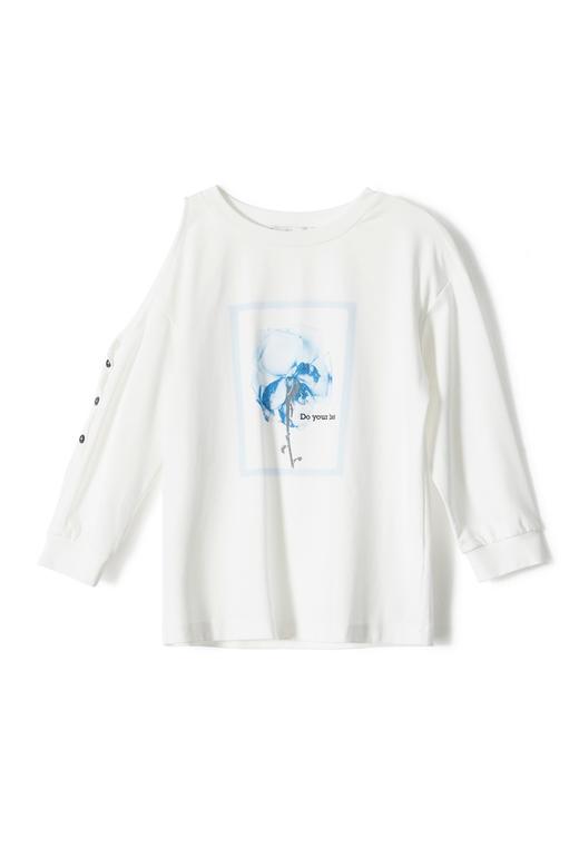 SUMMER & SAGE 不对称挖肩印花T恤 7522 商品图4