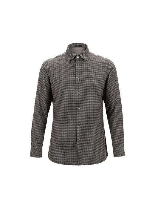 callisto松果褐格纹混纺长袖衬衫 FSSTL235C BR 商品图3