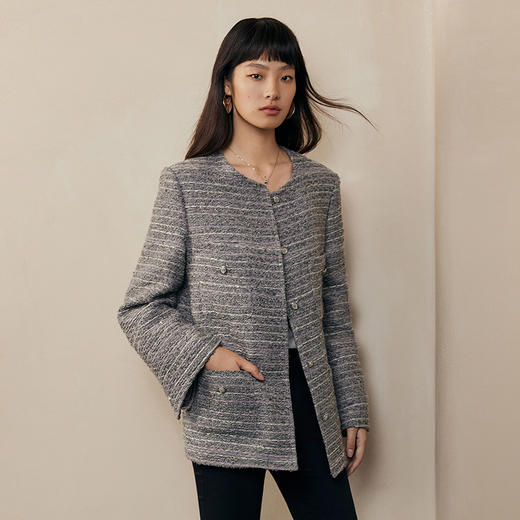 IN AND ON高阶定制绵羊毛小香风 银币极简四袋外套53623 商品图2