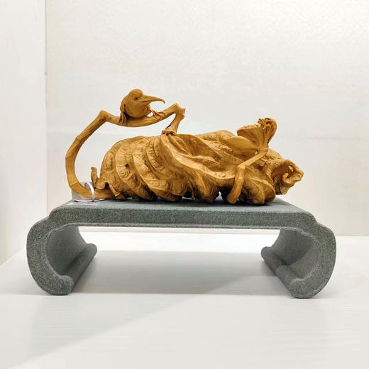 荷趣翠鸟°黄杨摆件 商品图0